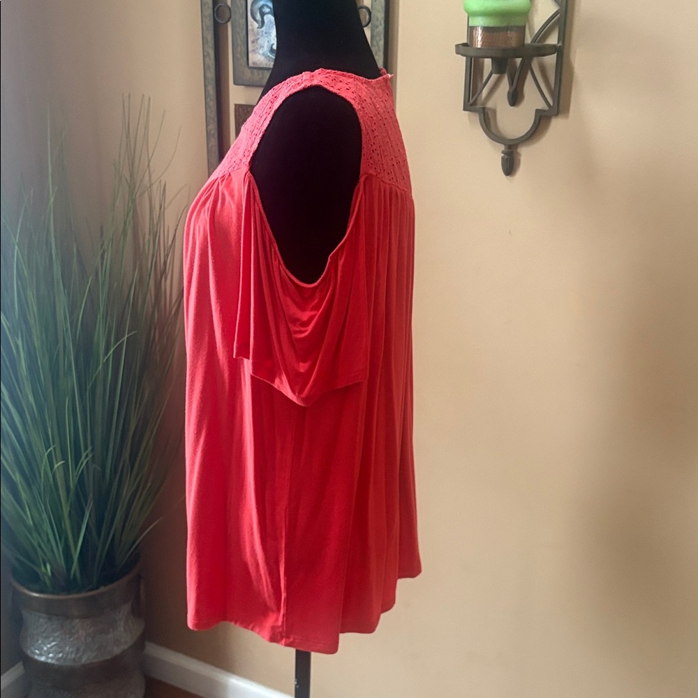 Torrid Vibrant Coral Cold Shoulder Top - Picture 2 of 4